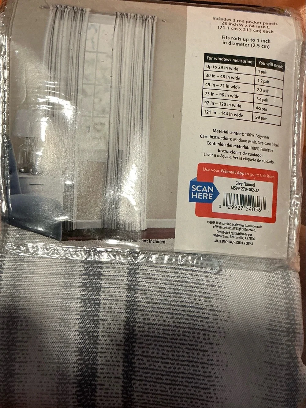 Mainstays Grey Striped Sailcloth Panel Pair